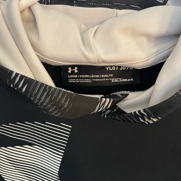 Under Armour Cold Gear Black and White Pullover Hooded Sweatshirt - Picture 3 of 5